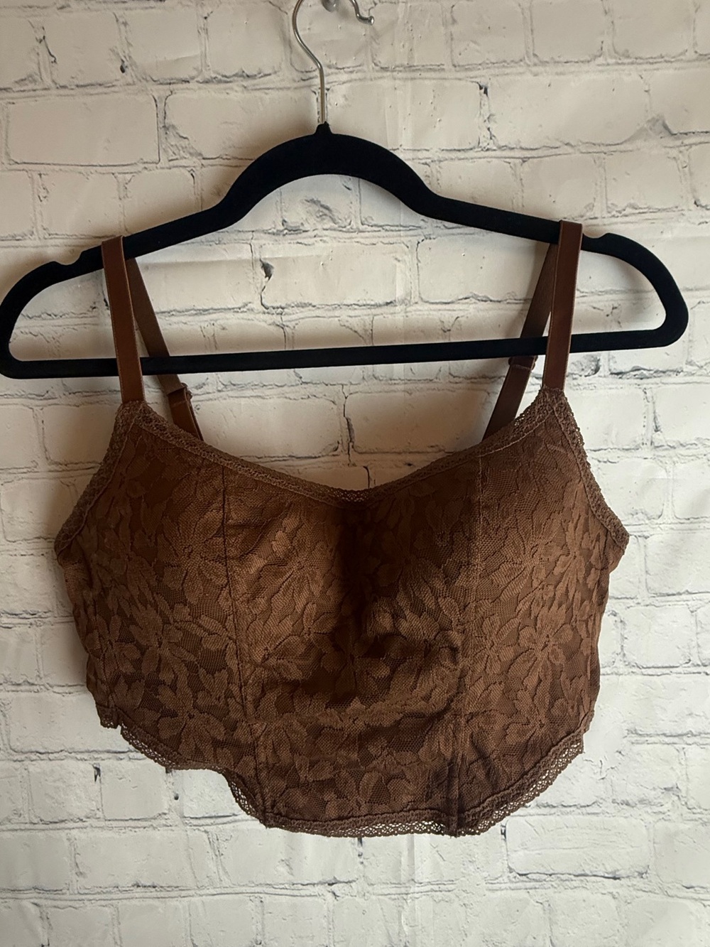 PINK Victoria's Secret Brown Lace Bralette Cami Large